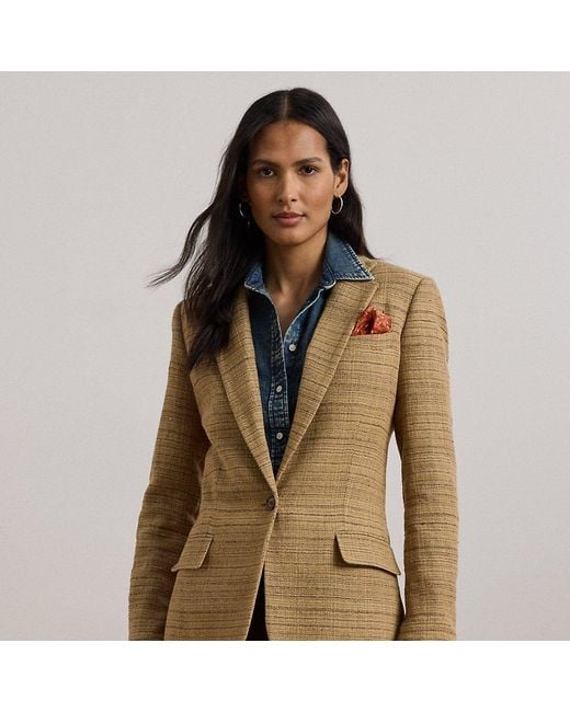 Blazer De Tweed De Mezcla De Lino Ralph Lauren de color Brown