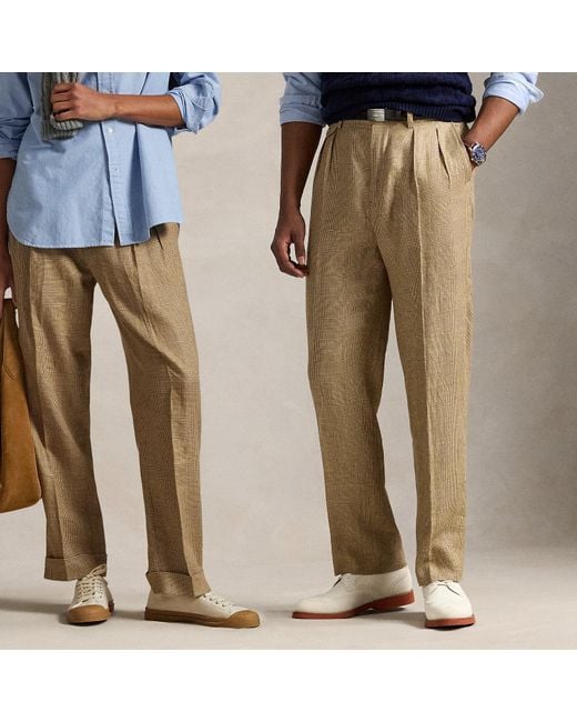 Ralph Lauren Natural Whitman Relaxed Fit Glen Plaid Trouser for men