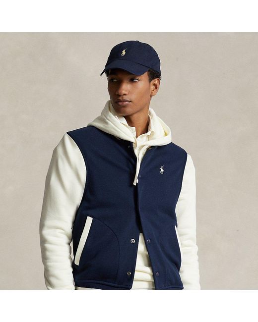 Polo Ralph Lauren Fleece Baseball Jacket in Blue for Men | Lyst