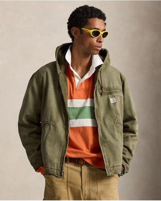 Polo Ralph Lauren Green Canvas Hooded Jacket for men