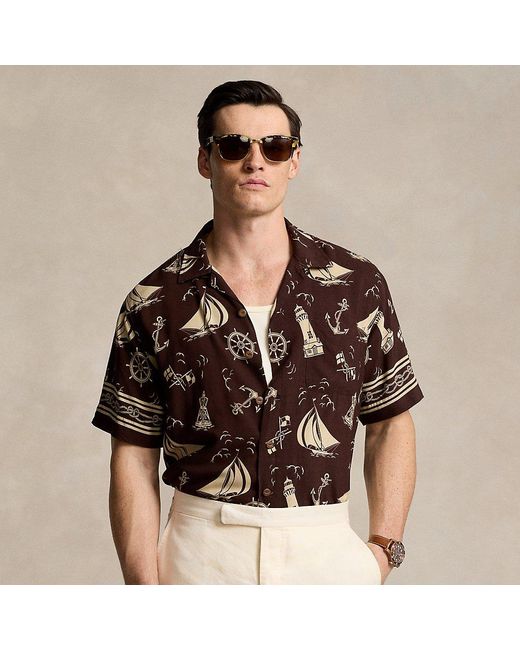 Ralph Lauren Black Classic Fit Nautical-print Camp Shirt for men