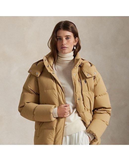 Polo Ralph Lauren Gewatteerd Donsjack Met Capuchon in het Natural