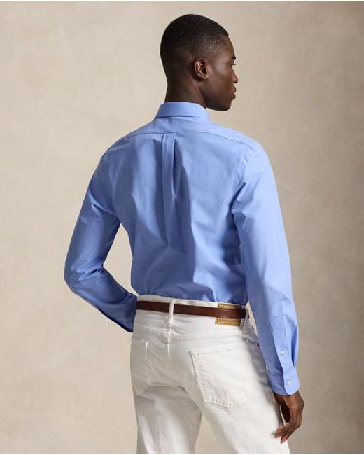 Polo Ralph Lauren Blue Slim Fit Stretch Poplin Shirt for men