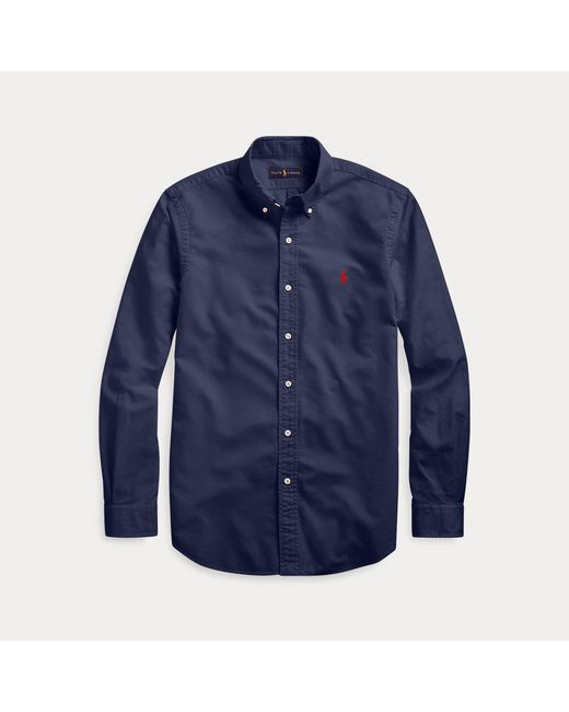Ralph Lauren Blue Garment-dyed Oxford Shirt for men