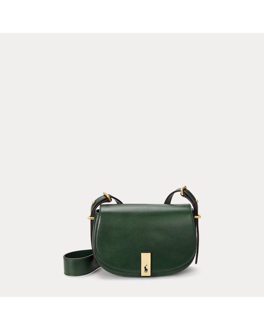 Polo Ralph Lauren Green Polo Id Calfskin Mini Saddle Bag