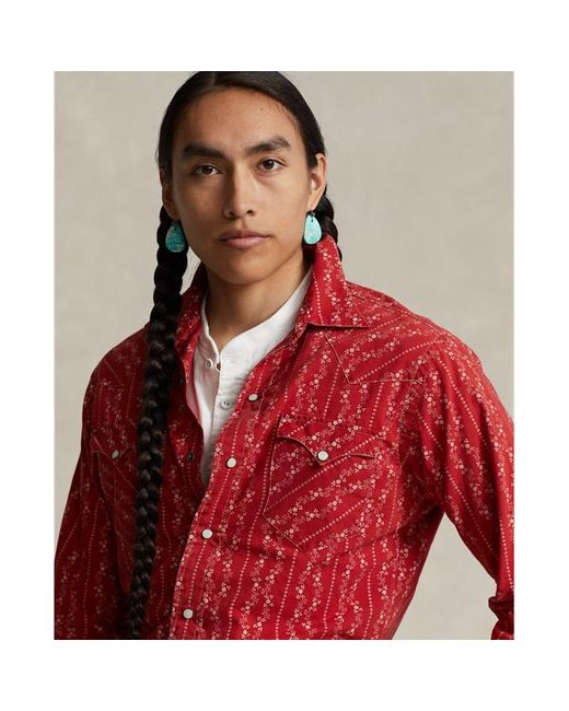 Polo Ralph Lauren Red Prl X Naiomi Glasses Print Western Shirt for men