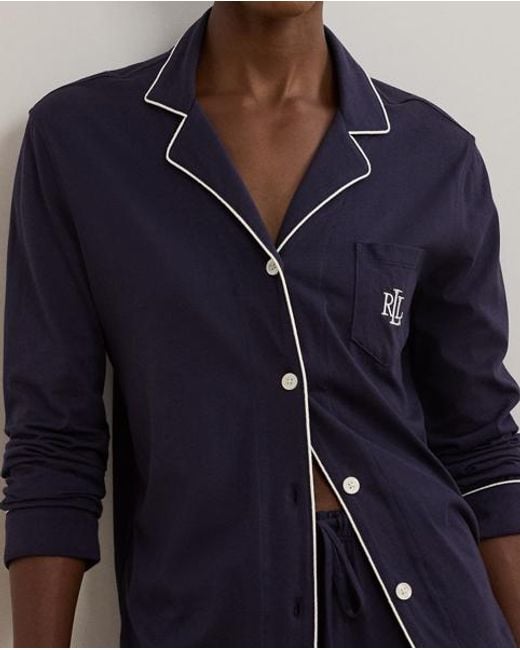 Ralph Lauren Blue Pyjama Aus Baumwolle Und Modal