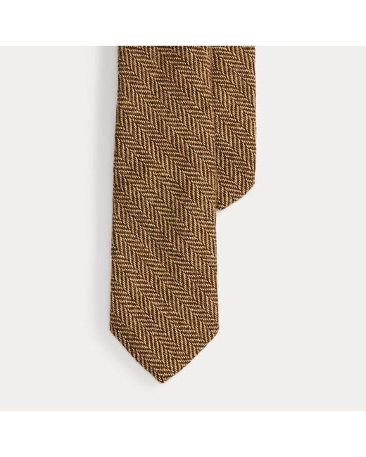 Ralph Lauren Natural Herringbone Wool Tie for men