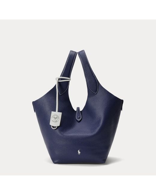 Polo Ralph Lauren Blue Polo Play Pebbled Leather Tote