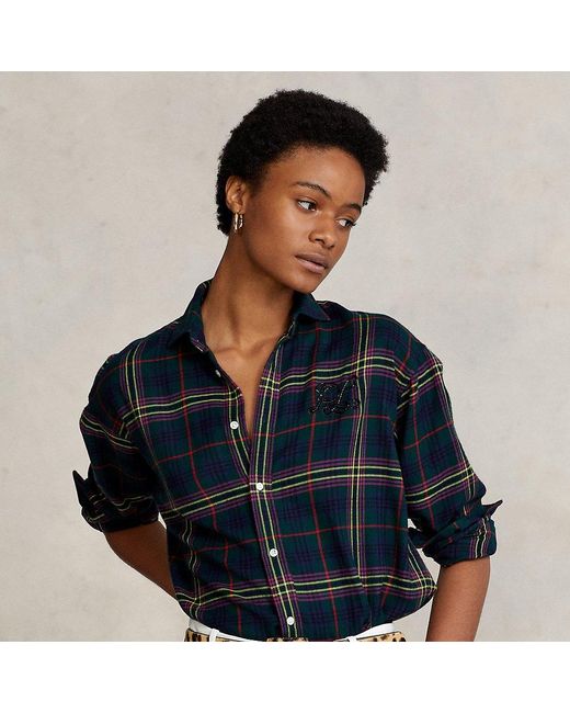Polo Ralph Lauren Cotton Beadedlogo Plaid Twill Shirt Lyst