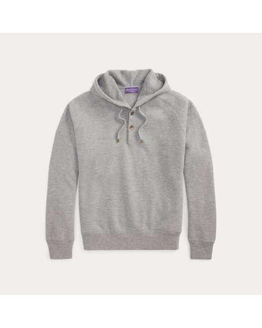Ralph Lauren Gray Relaxed Fit Wool-Cashmere Terry Hoodie for men