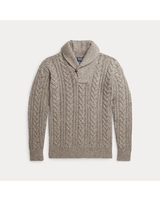 Polo Ralph Lauren Brown Cable-knit Shawl-collar Sweater for men