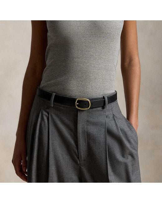 Polo Ralph Lauren Gray Oval-Buckle Skinny Leather Belt