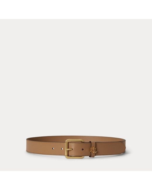 Ralph Lauren Brown Logo-Keeper Leather Belt