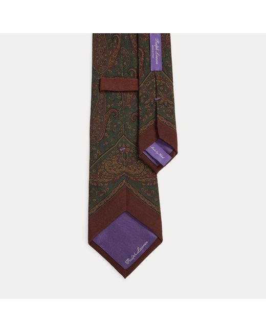 Ralph Lauren Brown Paisley-Print Silk Crepe Tie for men