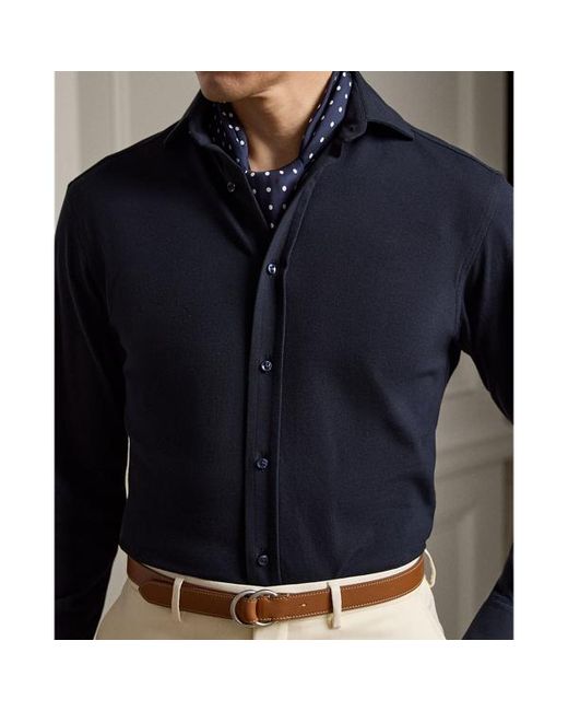 Ralph Lauren Knit Oxford Shirt in Blue for Men | Lyst