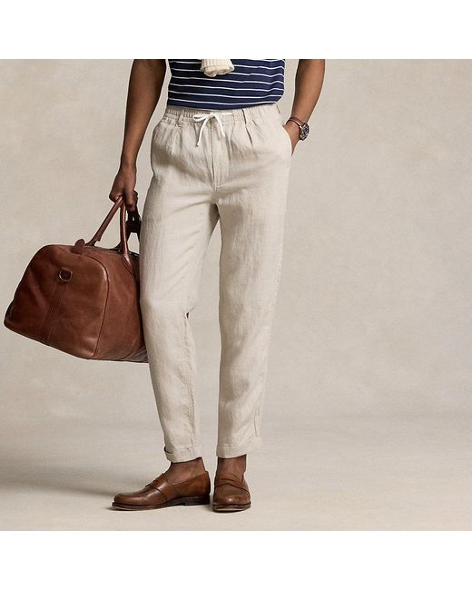 Polo Ralph Lauren Brown Polo Prepster Slim Tapered Linen Trouser for men