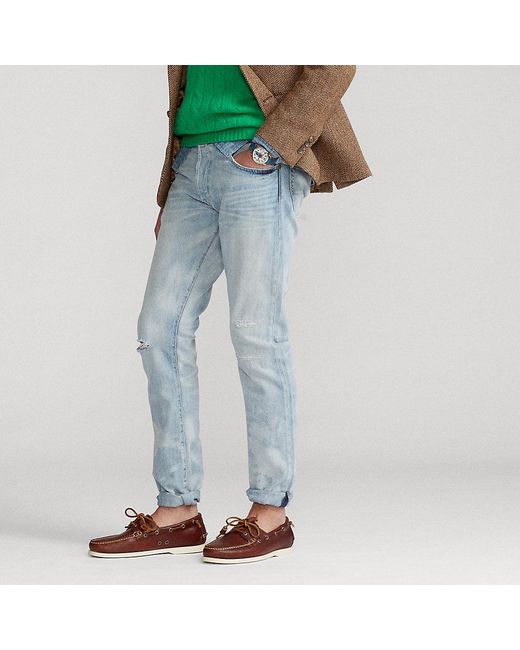 Ralph Lauren Leather Varick Slim Straight Jean in Blue for Men | Lyst