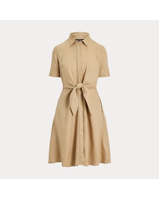 Ralph Lauren Natural Tie-Front Linen Shirtdress