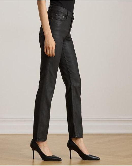 Jean Droit 7/8 Taille Haute Enduit Ralph Lauren en coloris Red