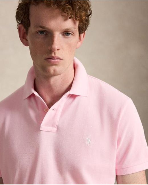 Polo Ralph Lauren Pink Slim Fit Mesh Polo Shirt for men