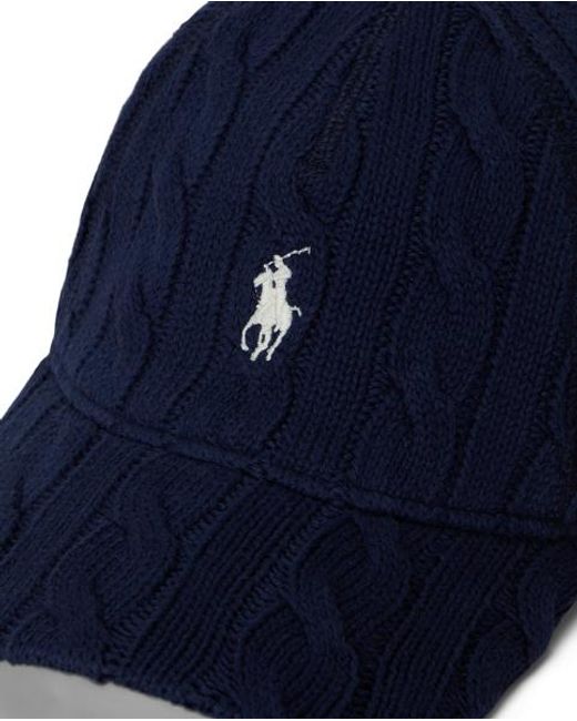 Polo Ralph Lauren Blue Cable-Knit Cotton Ball Cap for men
