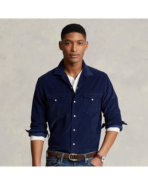 Polo Ralph Lauren Classic Fit Corduroy Western Camp Shirt in Blue for ...