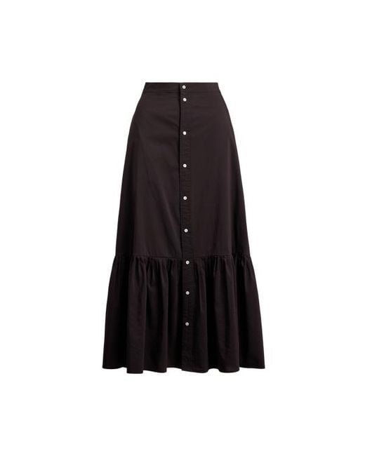 Polo Ralph Lauren Black Ruffled-Hem Cotton-Silk Skirt