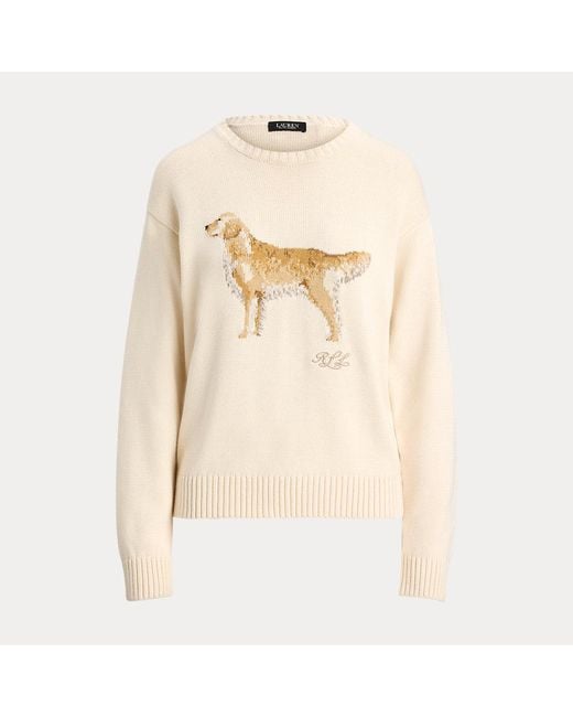 Ralph Lauren Natural Strickpullover Mit Golden Retriever