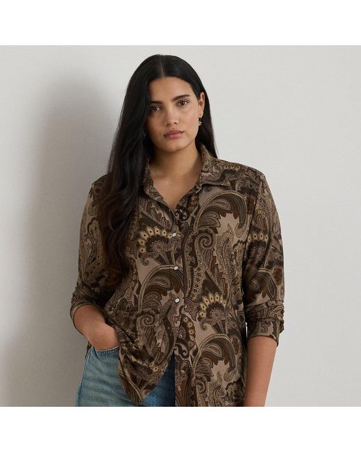 Ralph Lauren Brown Ralph Lauren Slim Fit Paisley Jersey Shirt