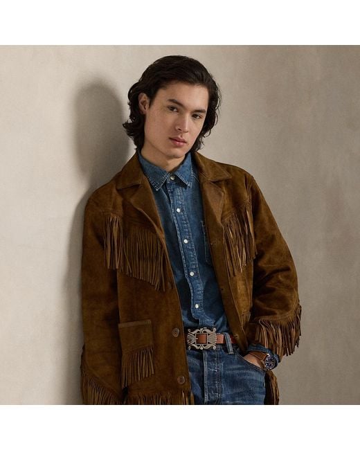 Polo Ralph Lauren Brown Fringe Suede Jacket for men