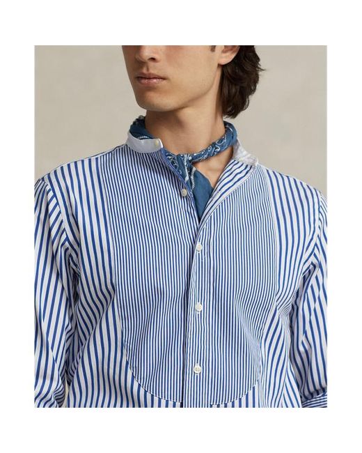 Polo Ralph Lauren Classic Fit Gestreept Poplin Overhemd in het Blue voor heren