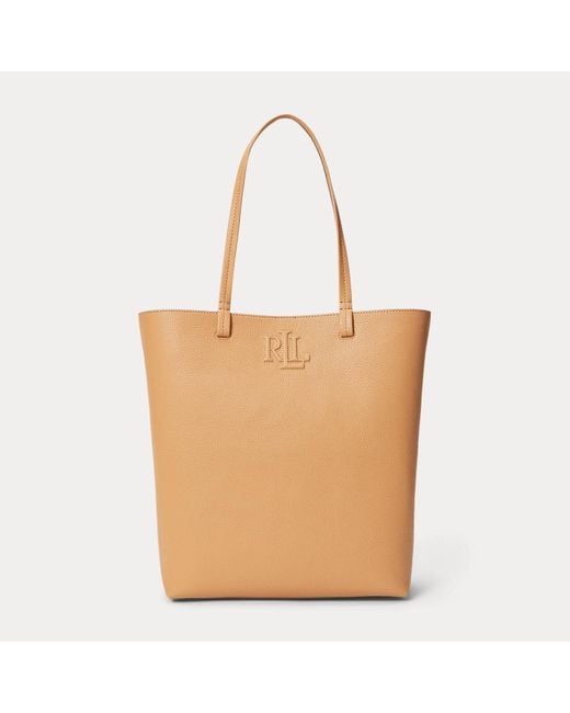 Ralph Lauren Natural Pebbled Leather Large Adley Tote Bag