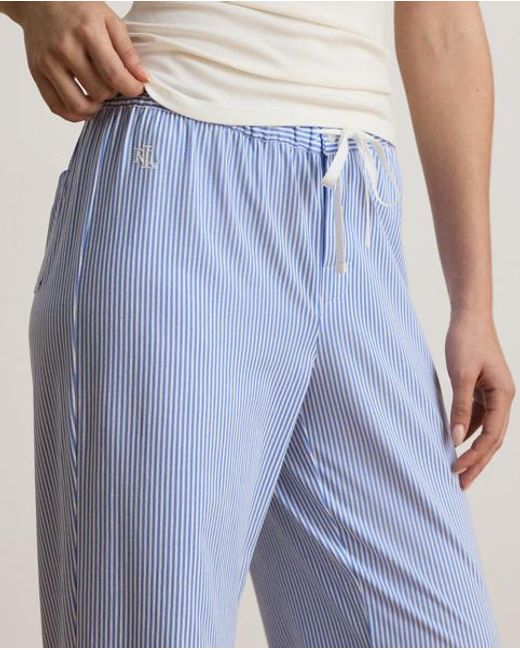 Ralph Lauren Blue Striped Cotton Jersey Pyjama Trouser