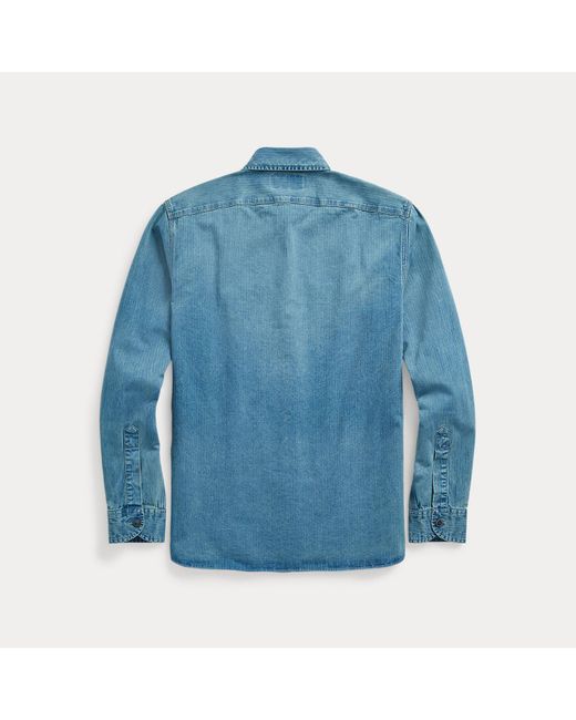 RRL Blue Herringbone Twill Workshirt for men