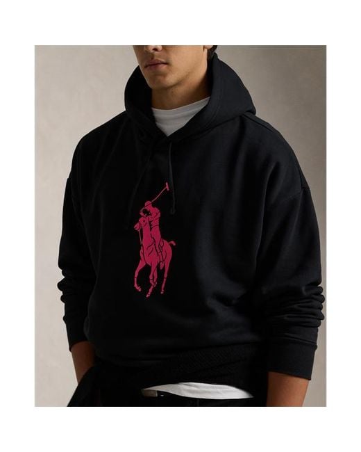 Polo Ralph Lauren Black Pony Relaxed Fit Hoodie for men