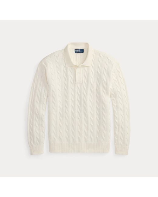 Polo Ralph Lauren Gray Relaxed Fit Cable-Knit Cotton Jumper for men