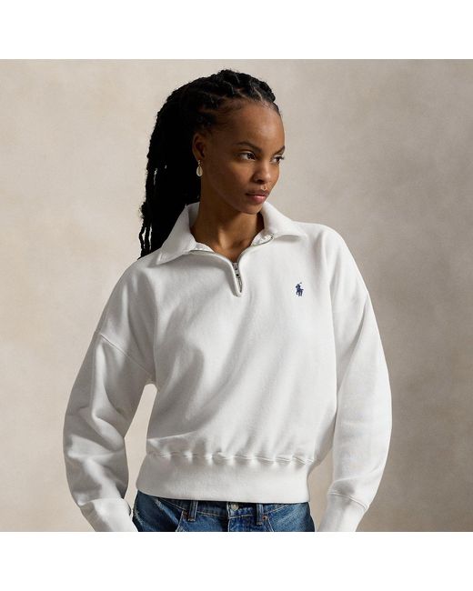Polo Ralph Lauren White Fleece Quarter-Zip