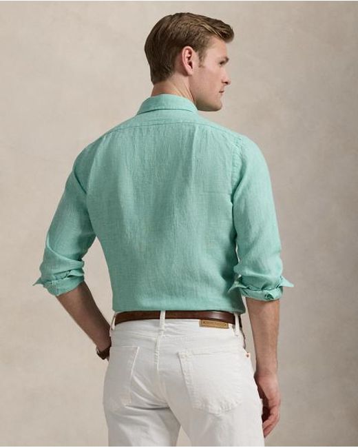 Polo Ralph Lauren Custom Fit Linnen Overhemd in het Green voor heren