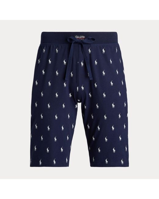 Polo Ralph Lauren Blue Allover Pony Cotton Jersey Sleep Short for men