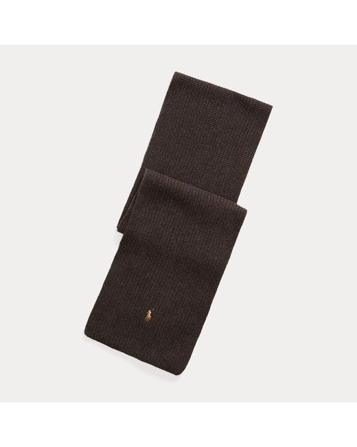 Polo Ralph Lauren Brown Rib-Knit Wool-Blend Scarf for men