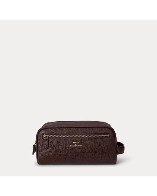 Polo Ralph Lauren Brown Pebbled Leather Travel Case for men