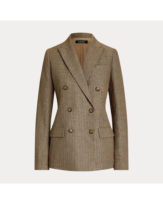 Ralph Lauren Green Zweireihiger Hahnentritt-Blazer