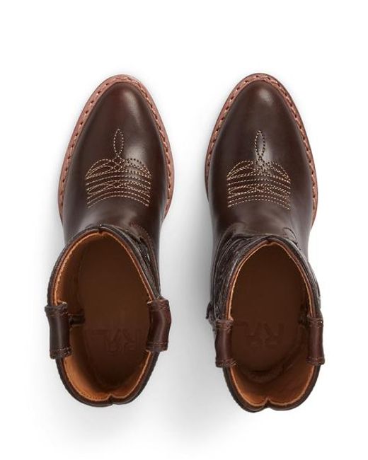 RRL Brown Mini Plainview Hand-Tooled Leather Boot for men