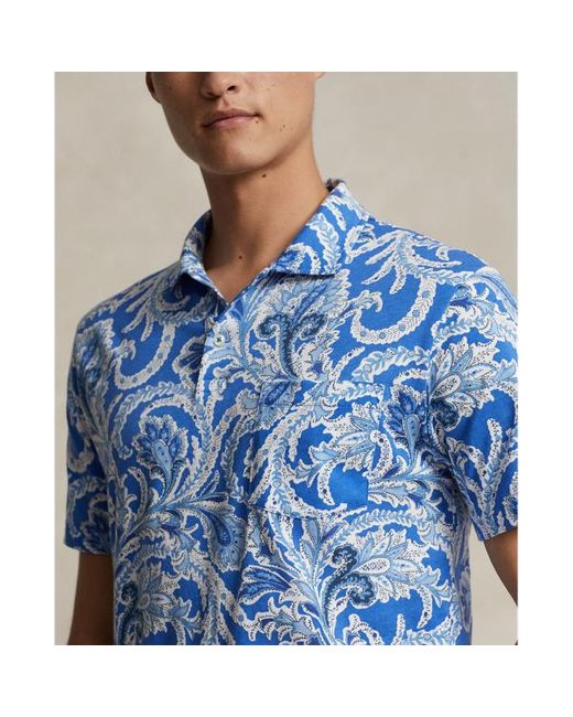 Polo Ralph Lauren Standard Fit Lisle Paisley Polo-shirt in het Blue voor heren