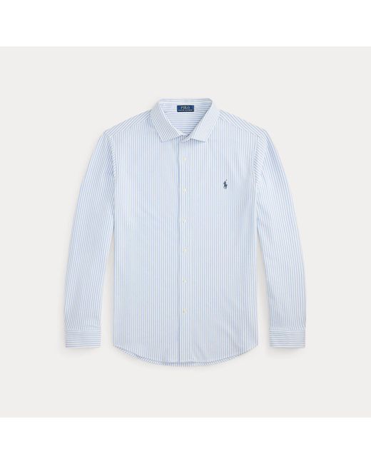 Ralph Lauren Blue Striped Stretch Knit Oxford Shirt for men