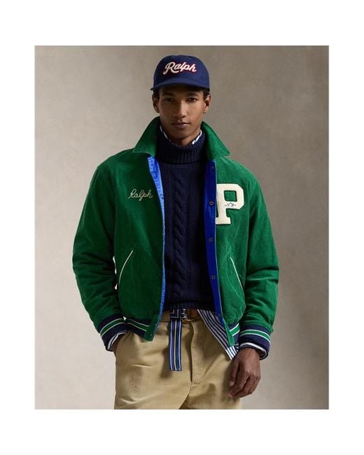 Polo Ralph Lauren Green Reversible Letterman Jacket for men