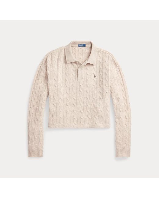 Polo Ralph Lauren Natural Cable-knit Wool-cashmere Polo Shirt