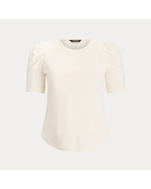 Taglie Plus - Maglia in jersey con maniche a sbuffo di Ralph Lauren in White