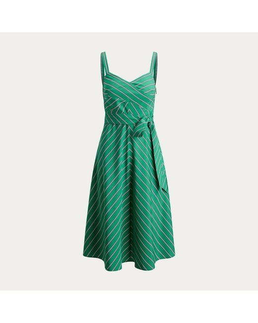 Ralph Lauren Gestreepte Katoenen Jurk Met Ceintuur in het Green